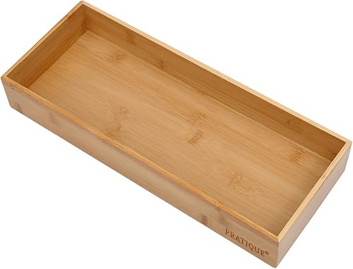 Organizador de cajones de bambú, organizador de utensilios de cocina, bandeja de cubiertos, suministros de escritorio de oficina y accesorios (15 x