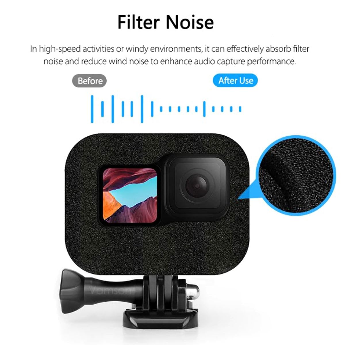 Windslayer Copertura In Schiuma Per GoPro Hero 4 E 5 Session – Antivento E Riduzione Rumore - 4