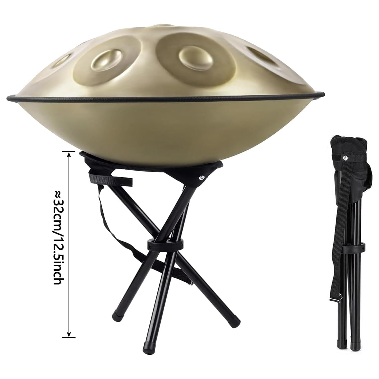Ręczny bęben dla dorosłych – 56 cm D moll 17 nut, 440 Hz, stalowy bęben ręczny z miękką torbą, młotkiem, stojakiem, bezpyłową tkaniną, harmonijna perkusja dla uzdrawiania dźwiękiem, medytacji, jogi