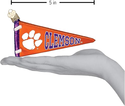 Miniatura 9 de Old World Christmas Clemenson University Tigers - Adornos de cristal soplado para capucha de árbol de Navidad, color naranja