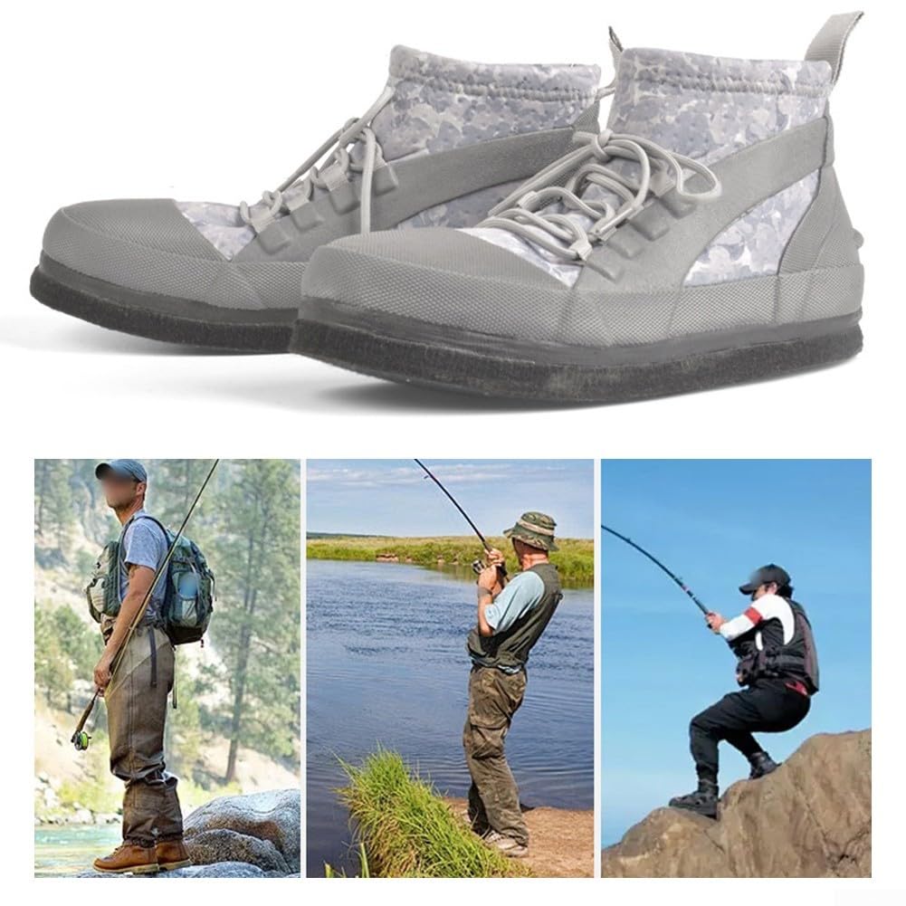 Chaussures aquatiques pour homme et femme - Pour la pêche, la plage, la randonnée - Semelle antidérapante en feutre de caoutchouc avec clous en acier - Drainage rapide - En néoprène