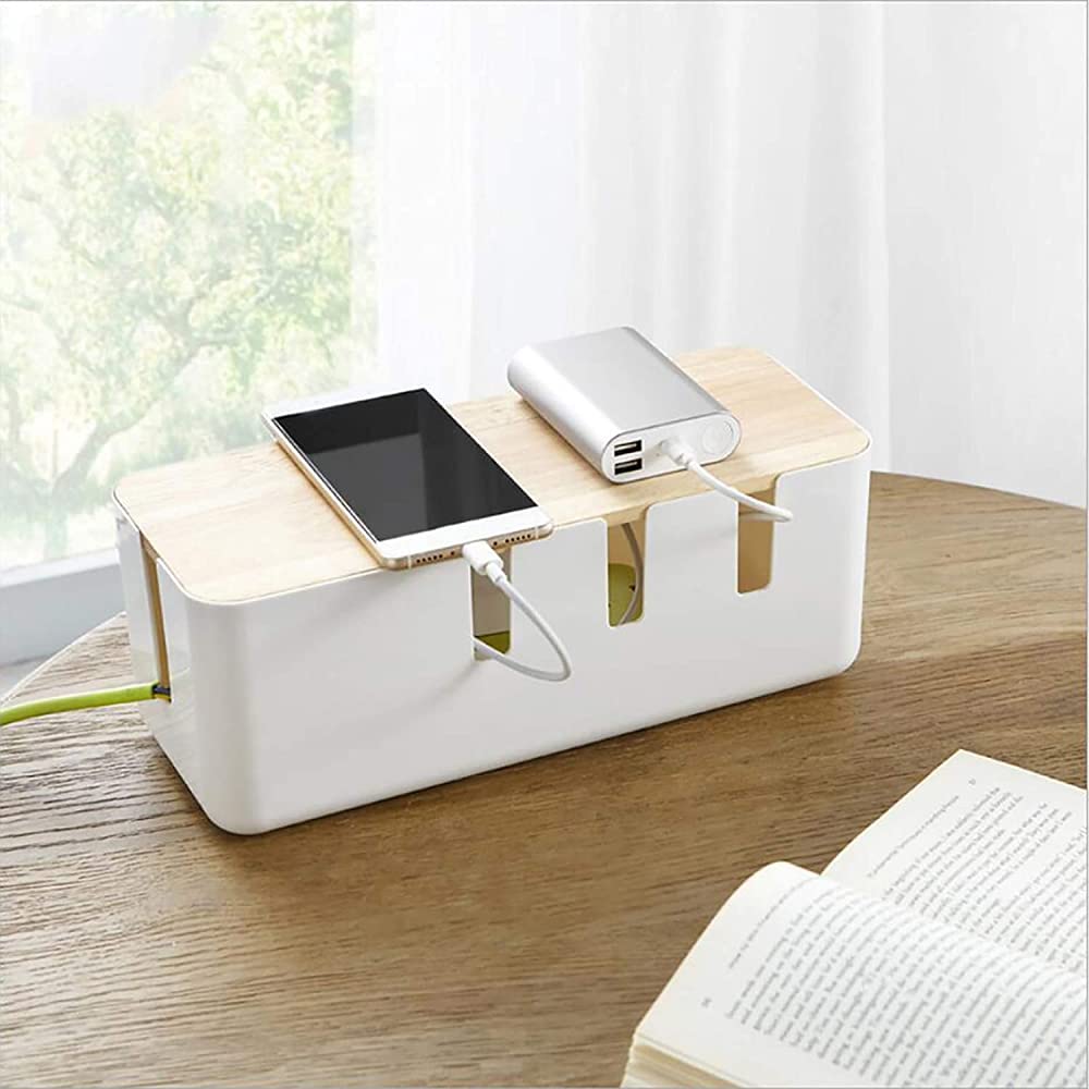 Scatola Portacavi, Scatola Portacavi Per Gestione Cavi Scatola Portaoggetti Presa Multipla Scatola Portaoggetti Per Organizzatore Prese Multiple Con Coperchio In Legno, Pratica Scatola Di Ricarica