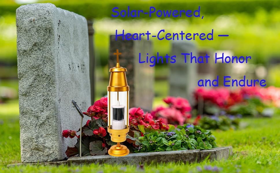 Cemetery Solar Lights for Grave,Includes 2.5" x6.5'' Grave Candles,4" x34''Cemetery Memorial Light Candle Holder,Standard Spike and Base,Perfect Addition to Headstone (Latin Cross Classic) - Image 6