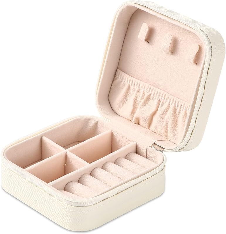 Small Portable Leather Travel Jewelry Box Jewelry Ring Organizer Gift Box for Girls Women (Multi Color)