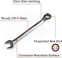 Vista 2 de Egofine Llave combinada métrica de trinquete de 0.315 in, llave de engranajes de grado industrial con diseño de 12 puntos, trinquete de 72 dientes