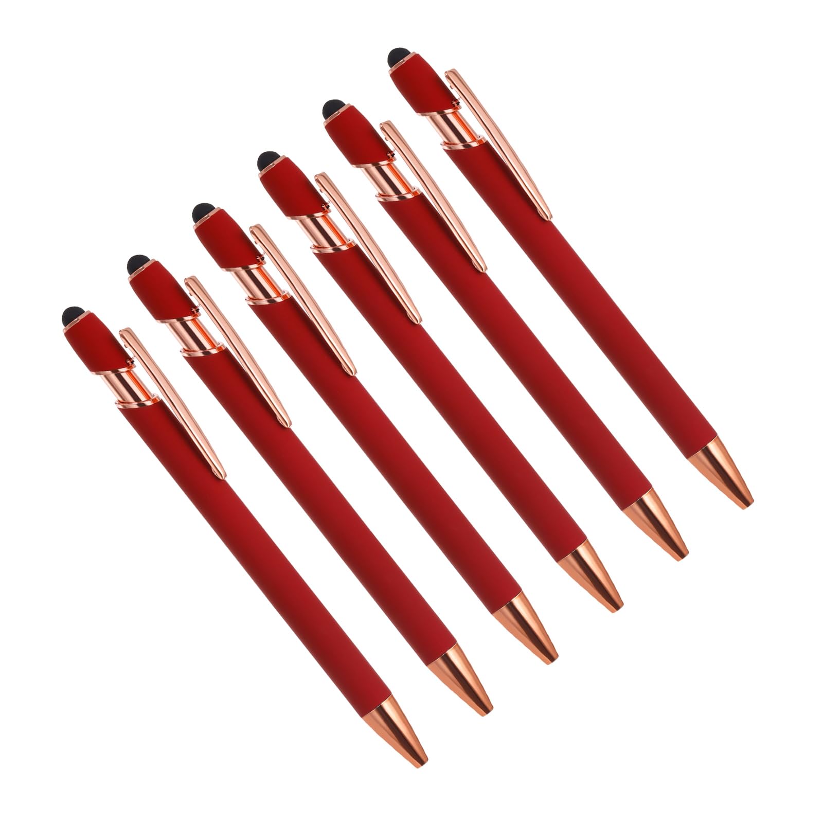 YOKIVE 6 Pcs Ballpoint Pen with Stylus Tip, 2 in 1 Black Ink Metal Stylus Pen 1.0mm Medium Point Style 2