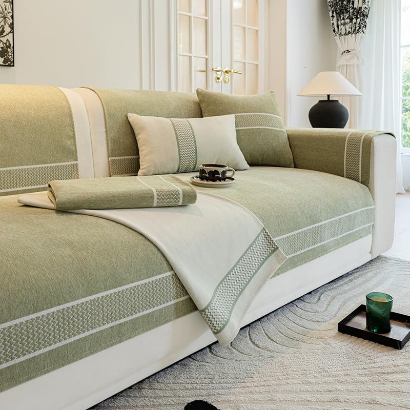 Housse de canapé lavable en chenille douce avec pompon déco - 4