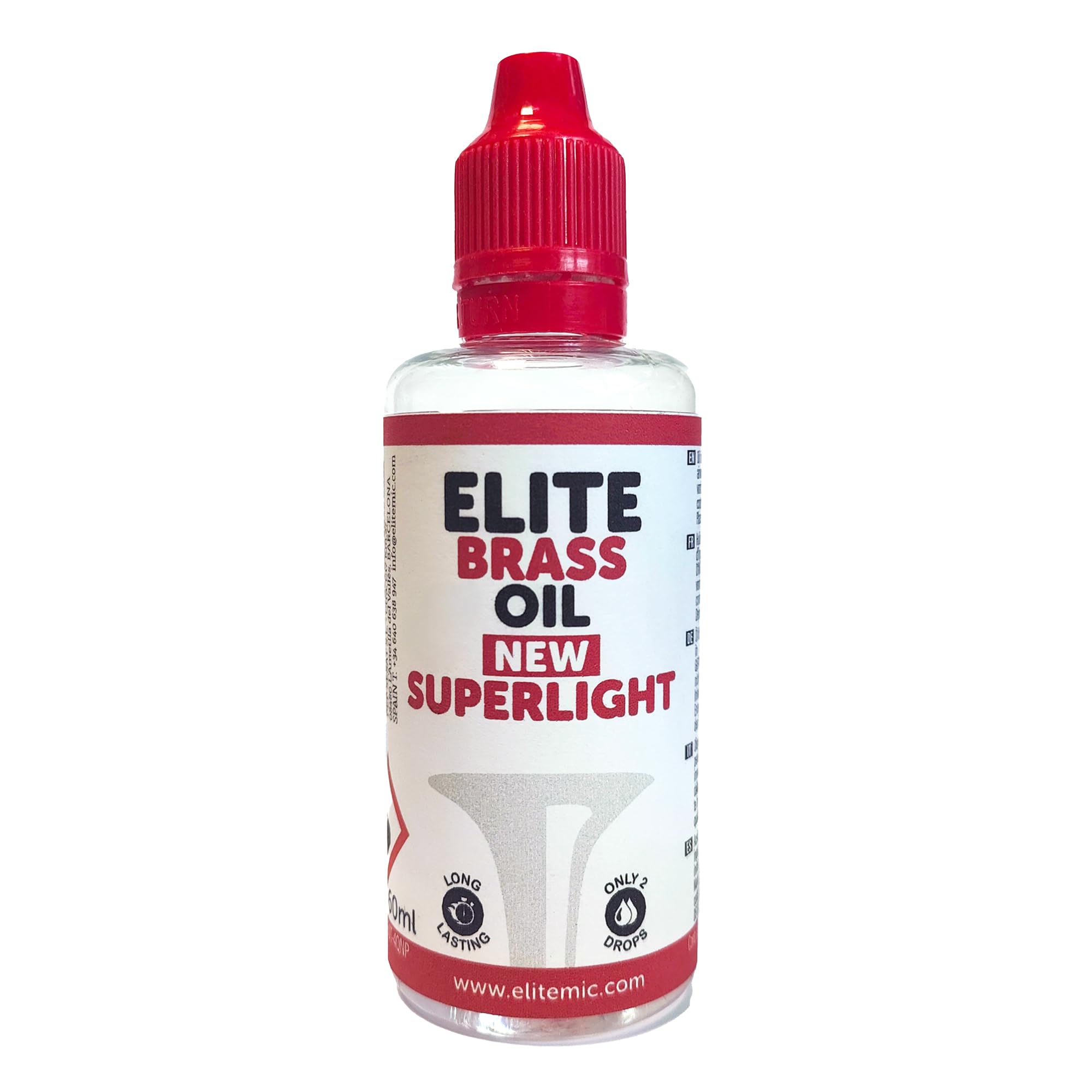 Elite Brass Oil New Superlight Huile pour instruments de musique à vent 60 ml : trompette, trombone, fliscorne, trompe, tuba, etc