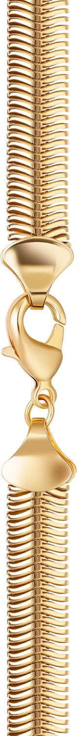 Barzel 18K Gold Plated Flat Herringbone Snake Chain Necklace for Women | Sizes 16-24 Inches | Made In Brazil - Image 6