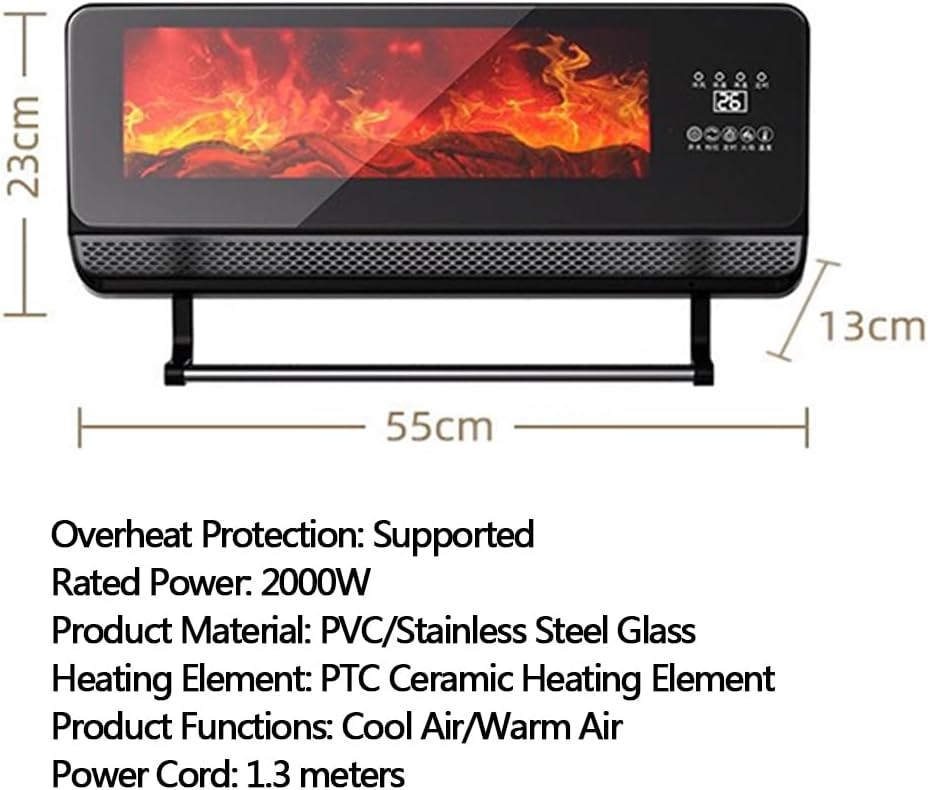 2000W Mini Wall Mounted Heater,Fast Heating Electric Heater Air Conditioner with Remote Control 12-Hour Timer for Indoor Use