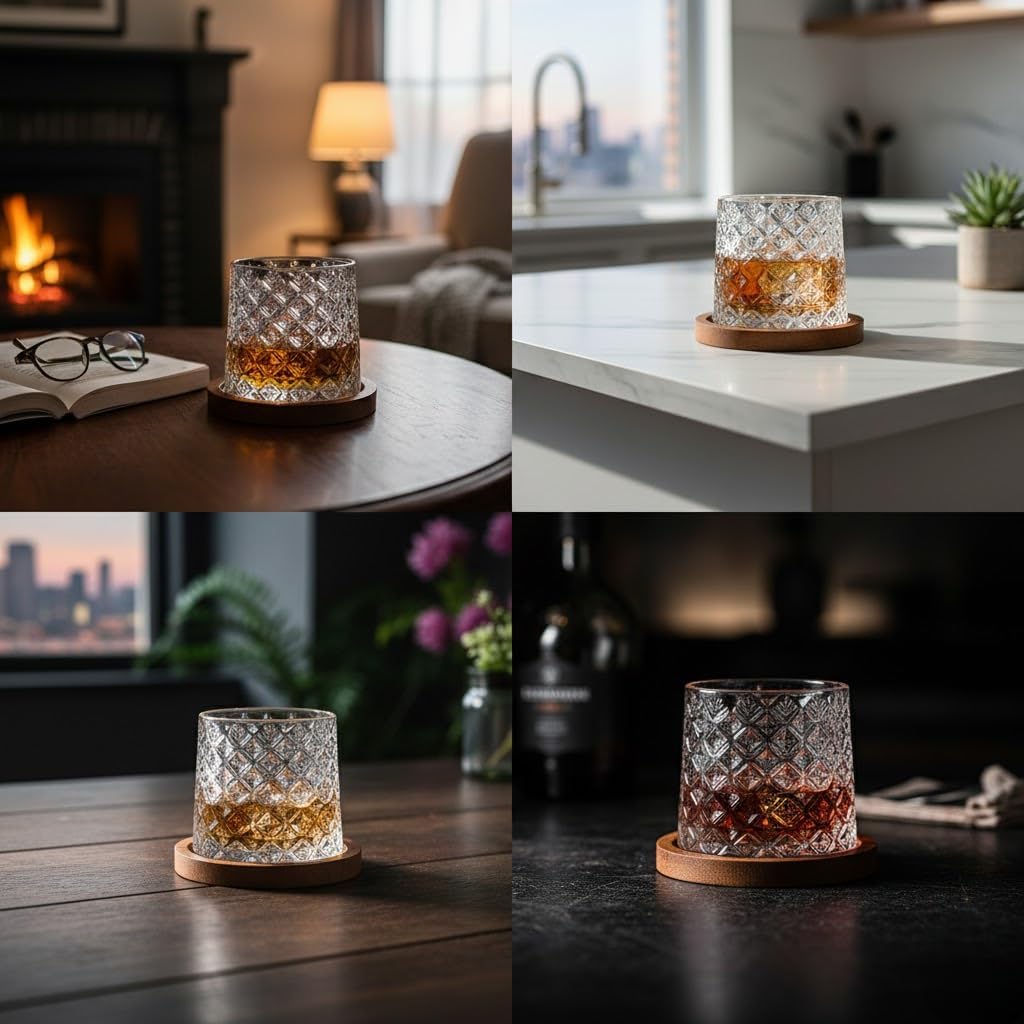 ANKUL Spinning Whiskey Glasses - Dancing Tumbler Set -4