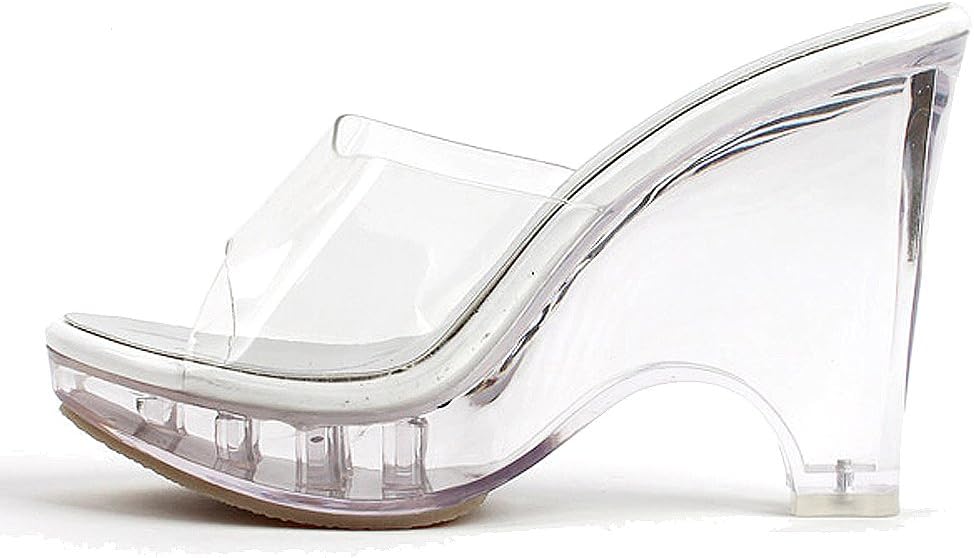 Itemtrend Womens Transparent Platform High Heels Mules