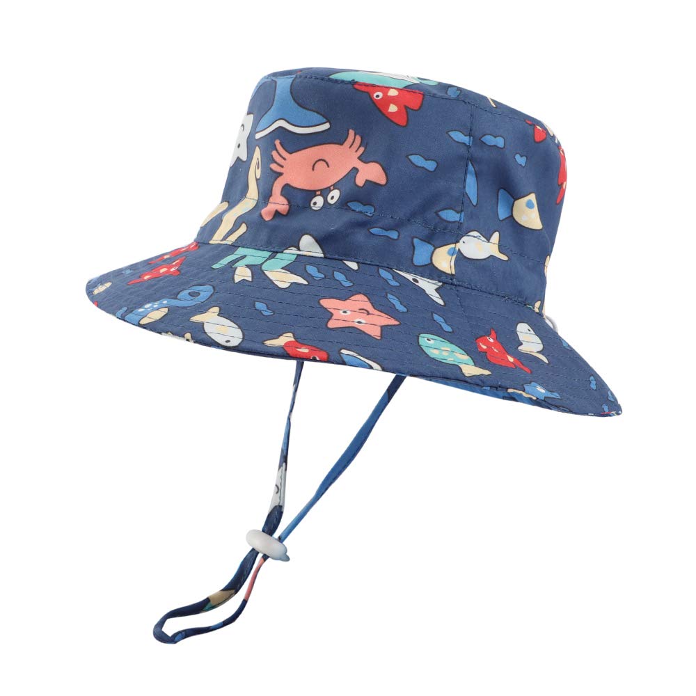 LACOFIA Sombrero de Sol bebé Gorro Verano para niños Sombrero Playa de ala Ancha Proteccion Solar para niños con Correa Ajustable para la Barbilla