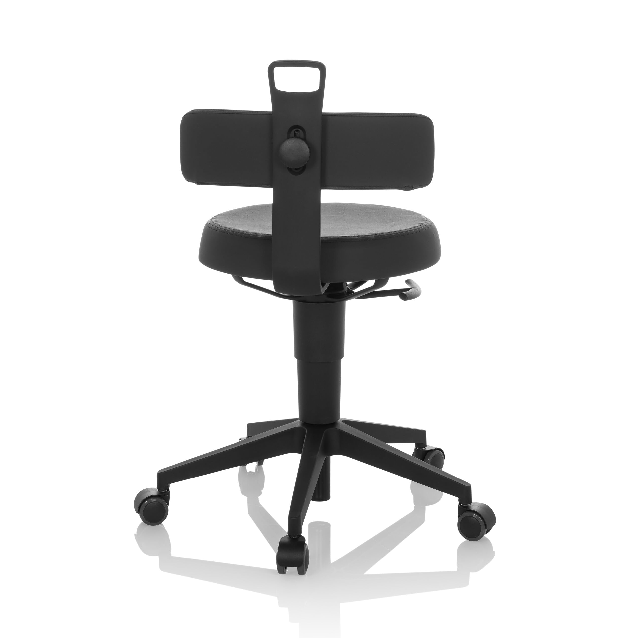 hjh OFFICE Silla de Equilibrio Regulable en Altura Top Work Flex PU Taburete de Trabajo móvil con Respaldo, imitación de Cuero Negro