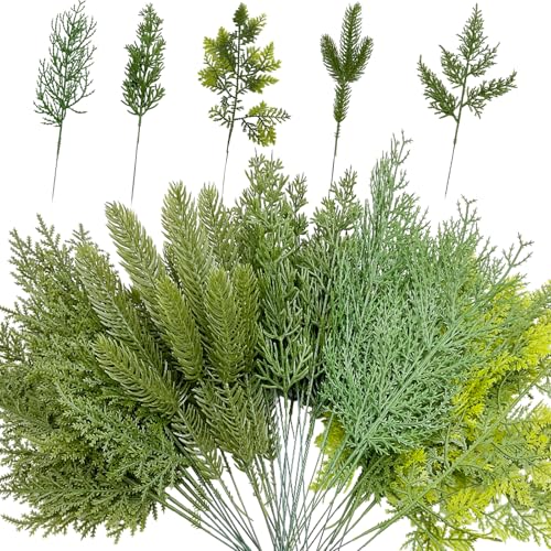 Jadeunm 50 Stück Tannenzweige Künstlich Weihnachten Kiefernzweige...