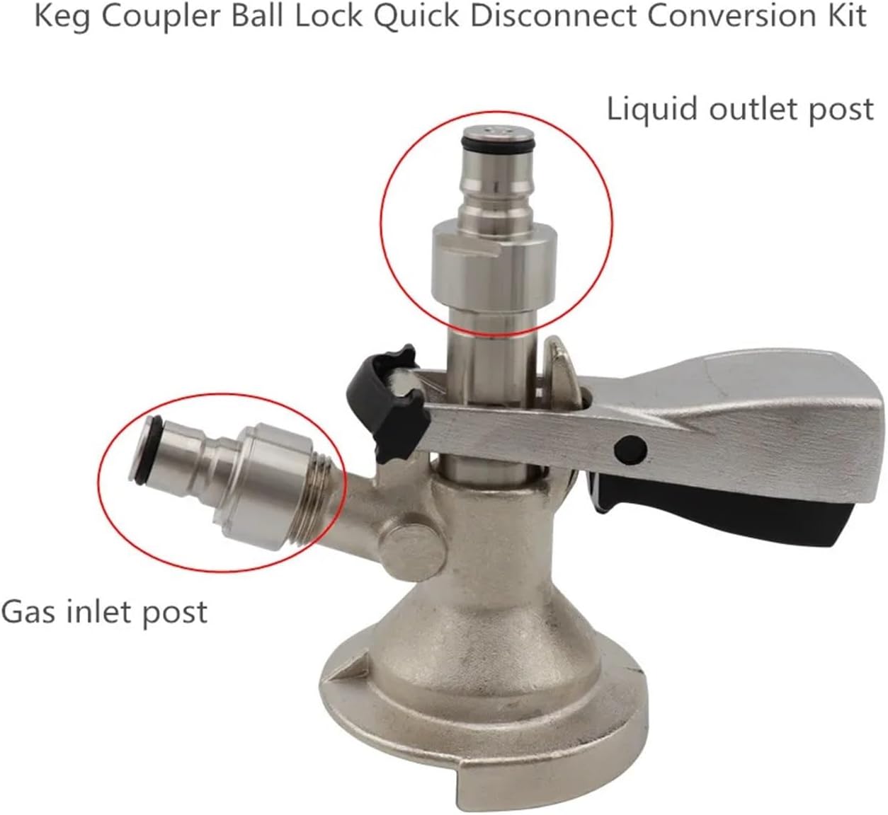 Brewing Equipment Stainless Steel Ball Lock Quick Disconnect Conversion Kit for A G D S Type Beer Keg Coupler 5/8" Thread for Home Brewing Brewing Equipment(Liquid)