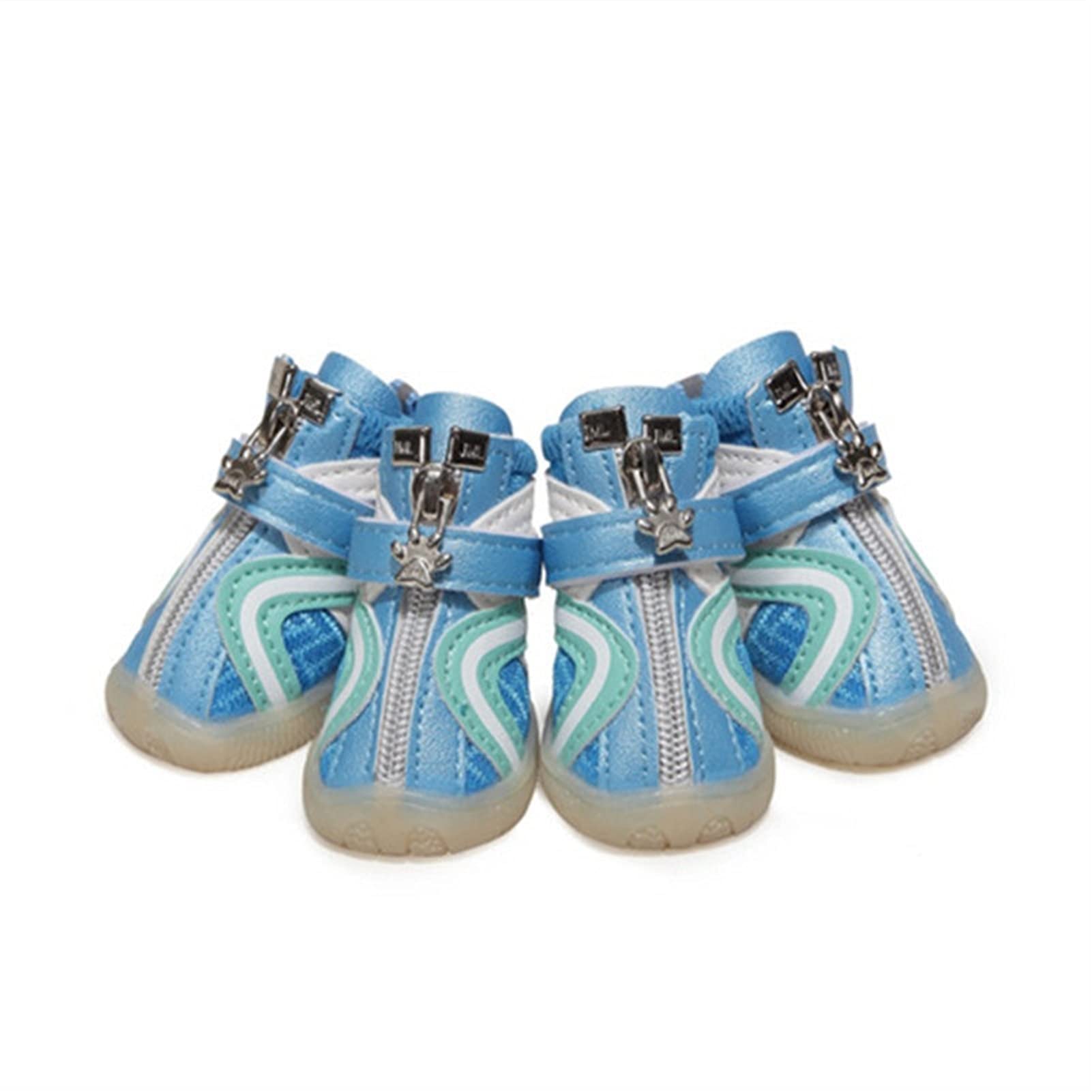 MOLUO Chaussures pour chien Respirant Wave Bottes pour petits chiens Antidérapantes Chaussures de sport pour animaux domestiques, les animaux domestiques sont trop amis (couleur : bleu, taille : 3)
