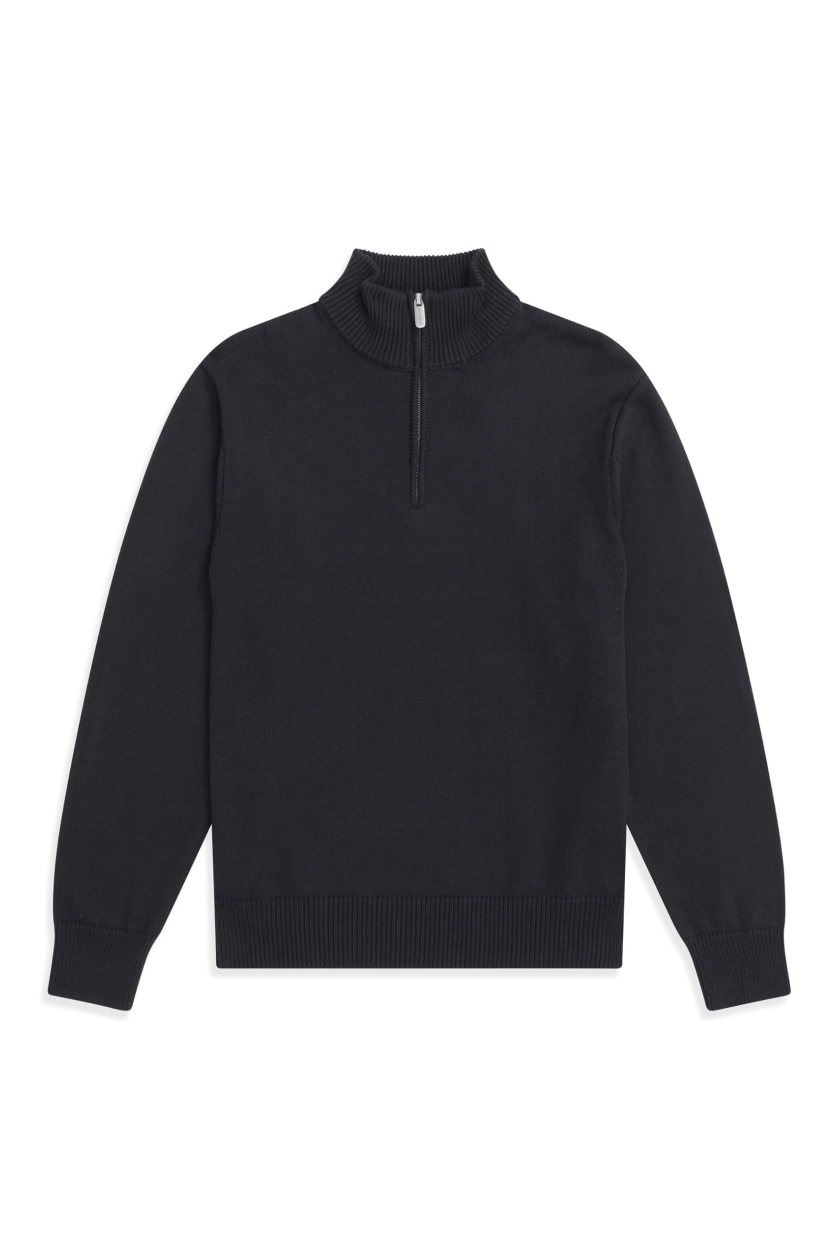 Animal Mens Ribbed Quarter Zip Jumper Black L