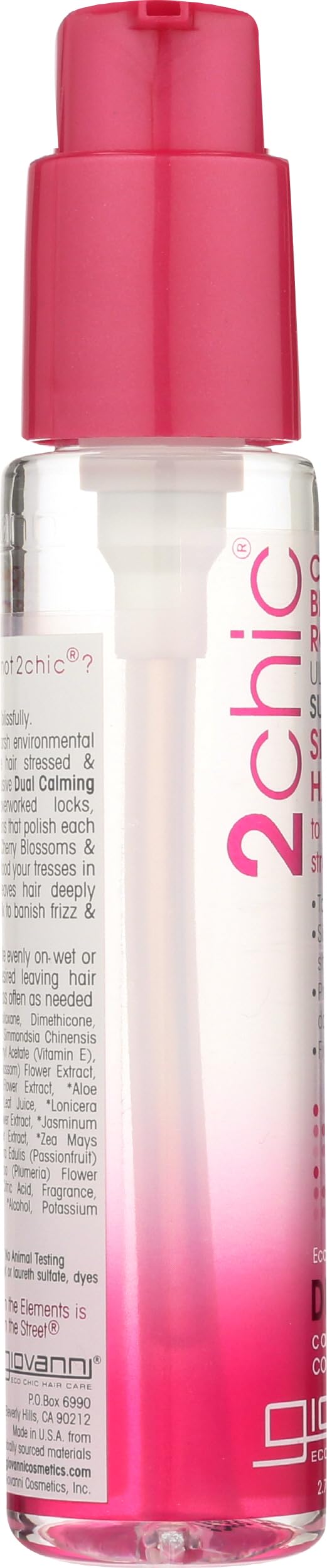 GIOVANNI 2chic Ultra-Luxurious Super Potion Silkening Hair Serum - Cherry Blossom & Rose Petals, Aloe Vera, Pro-Vitamin B5, Smooths Curly & Wavy Hair, Paraben Free, Color Safe - 2.75 oz