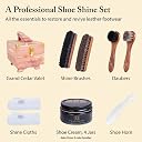 FootFitter Classic Shoe Shine Valet Box Set - Quality Shoe Cleaning Kit!, Brown, 12 Piece Set gallery image