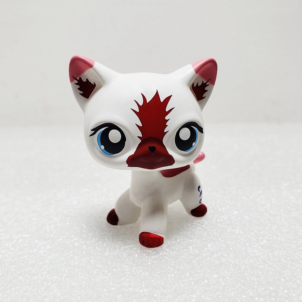 LITAOFARare Mini Pet Custom OOAK White Hort Hair Cat German Shepherd Blue Dot Eyes Cute Kitty Toys Kids Boy Girl Gift