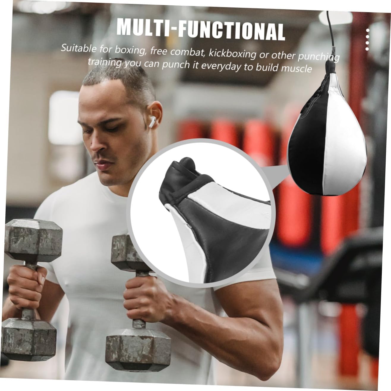 Toddmomy Leather Boxing Ball Double End Gym Punch Bag Workout Ball Floor to Ceiling Rope Sports Punch Bag Bag for Home Gym