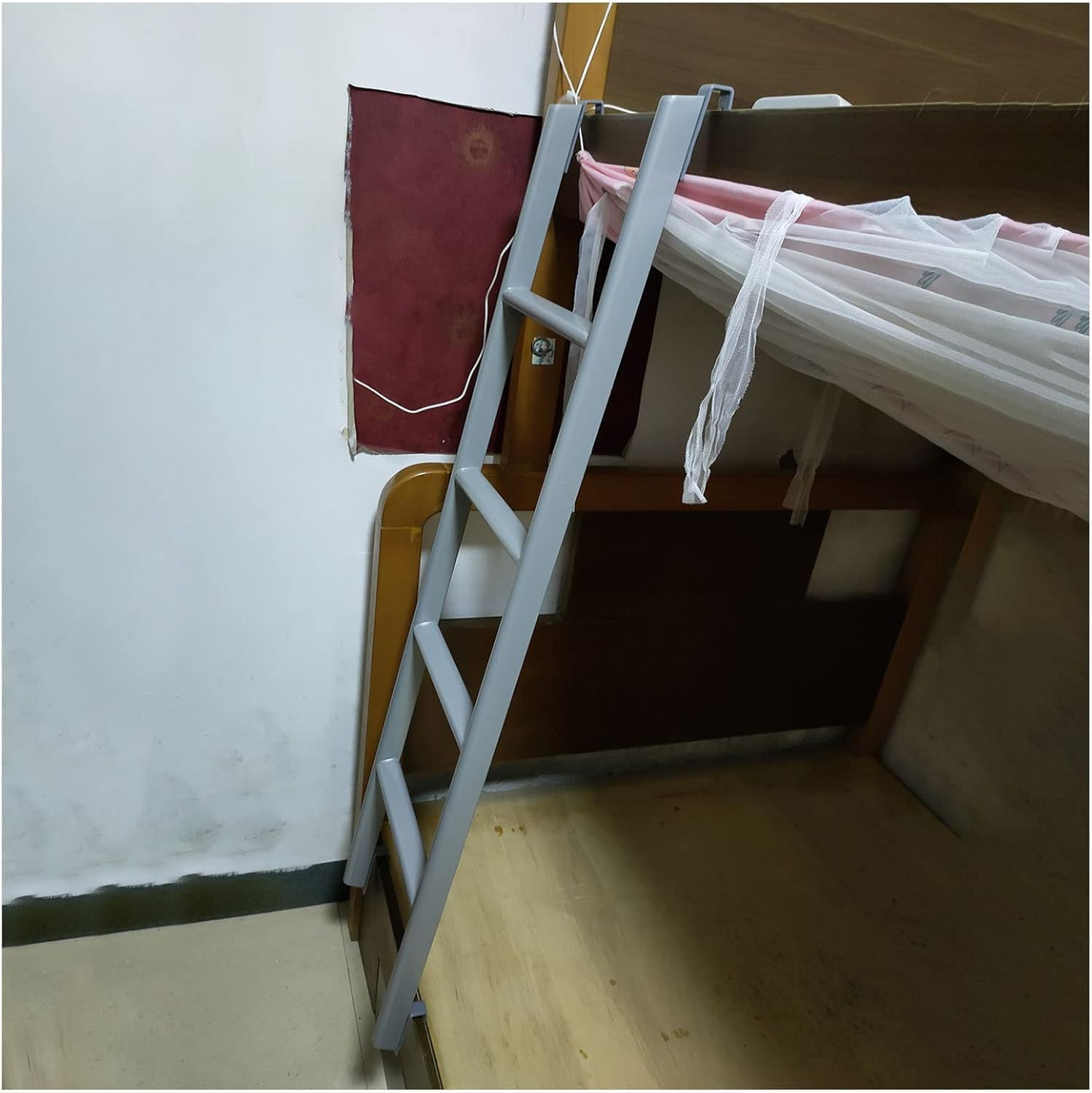 Metal Bunk Ladder for RV School Dorm Bed 140cm Tall White Gray Black Hook On Hanging Ladder 55.1" Height G S Size Travel Trailer Loft Bed Accessory