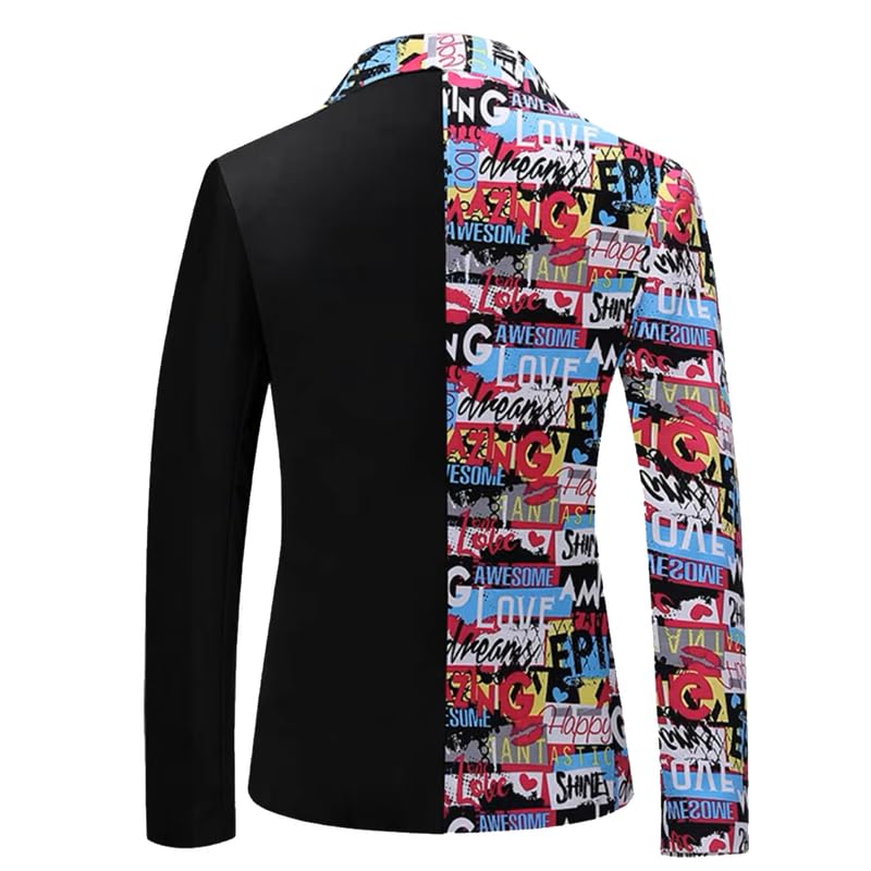 Men Tuxedo Notch Lapel One Button Patchwork Color Suit Blazer Jacket for Casual Business Wedding Party Prom Coat2