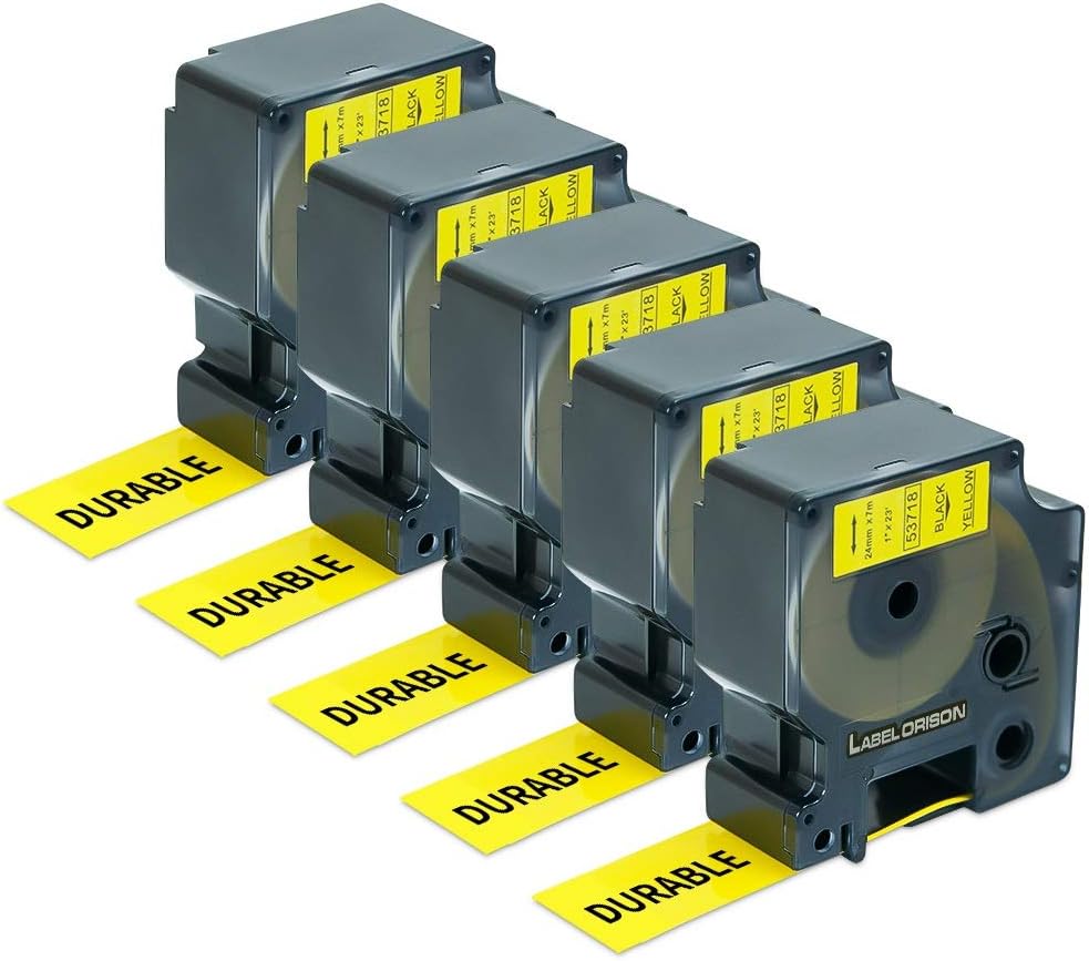 Label Orison D1 Tape Labels 53718 Black on Yellow Label
