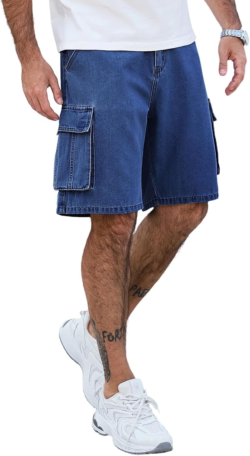 Baggy Cargo Jean Shorts for Mens Y2K Denim Jorts