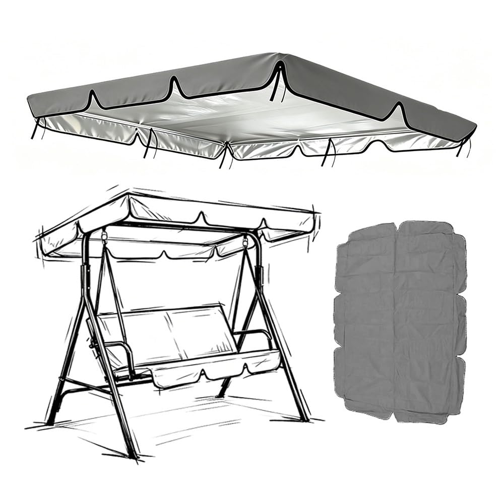 Toldo for Columpio de Patio, toldo de Repuesto Impermeable for Hamaca de jardín de 2/3 plazas, Cubierta Superior for Columpios universales for Exteriores(Gray,64x45in)