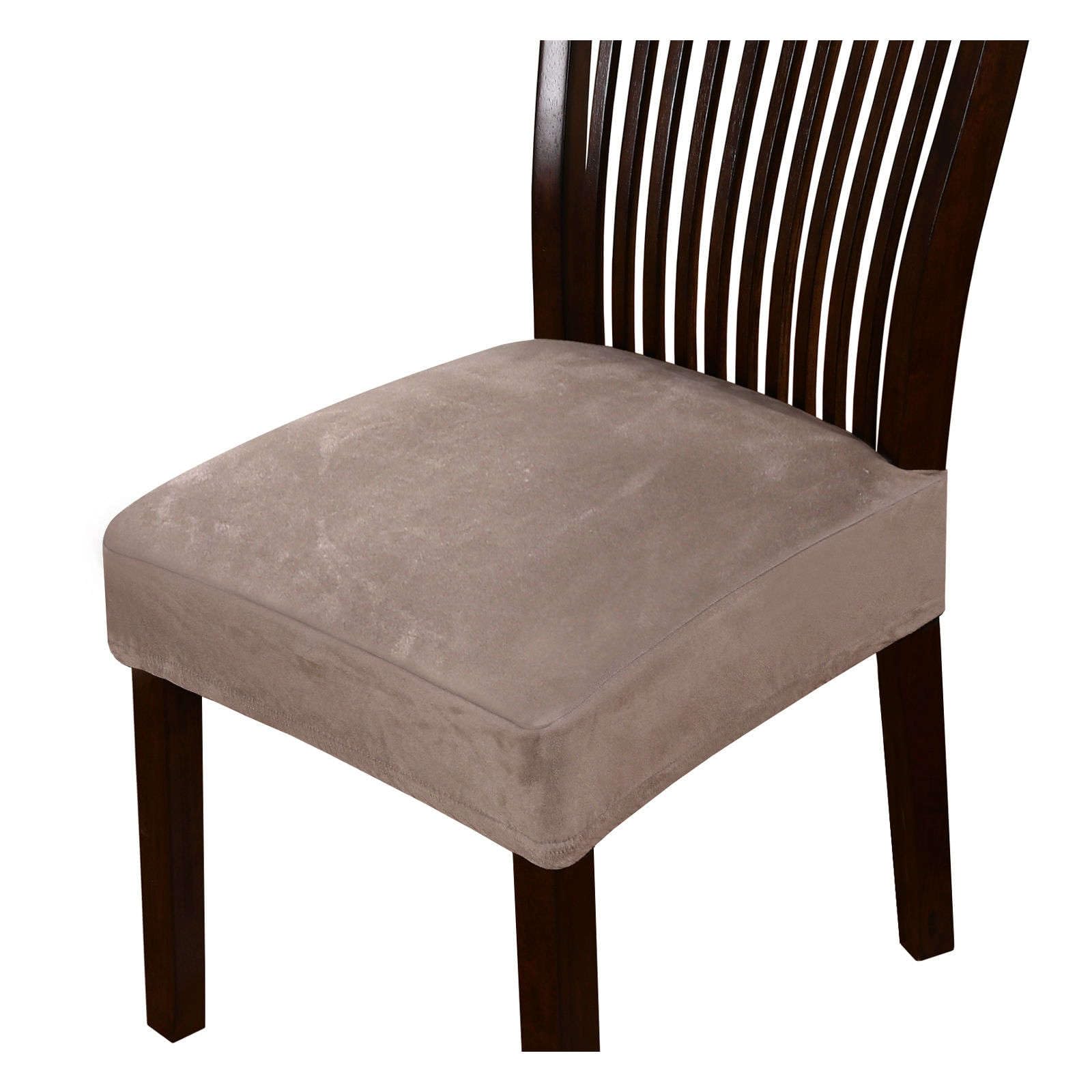 Housses de chaise de salle à manger en daim taupe pour repas en famille