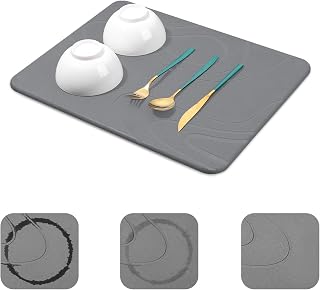 Snuggery Stone Drying Mat for Kitchen Counter 18"x14" (Dark Grey)