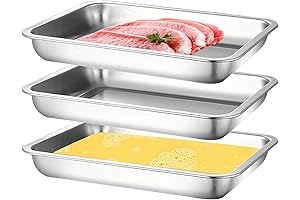 Premium 3-Piece Stainless Steel Breading Trays: A Culinary Essential for Dredging and Food Preparation