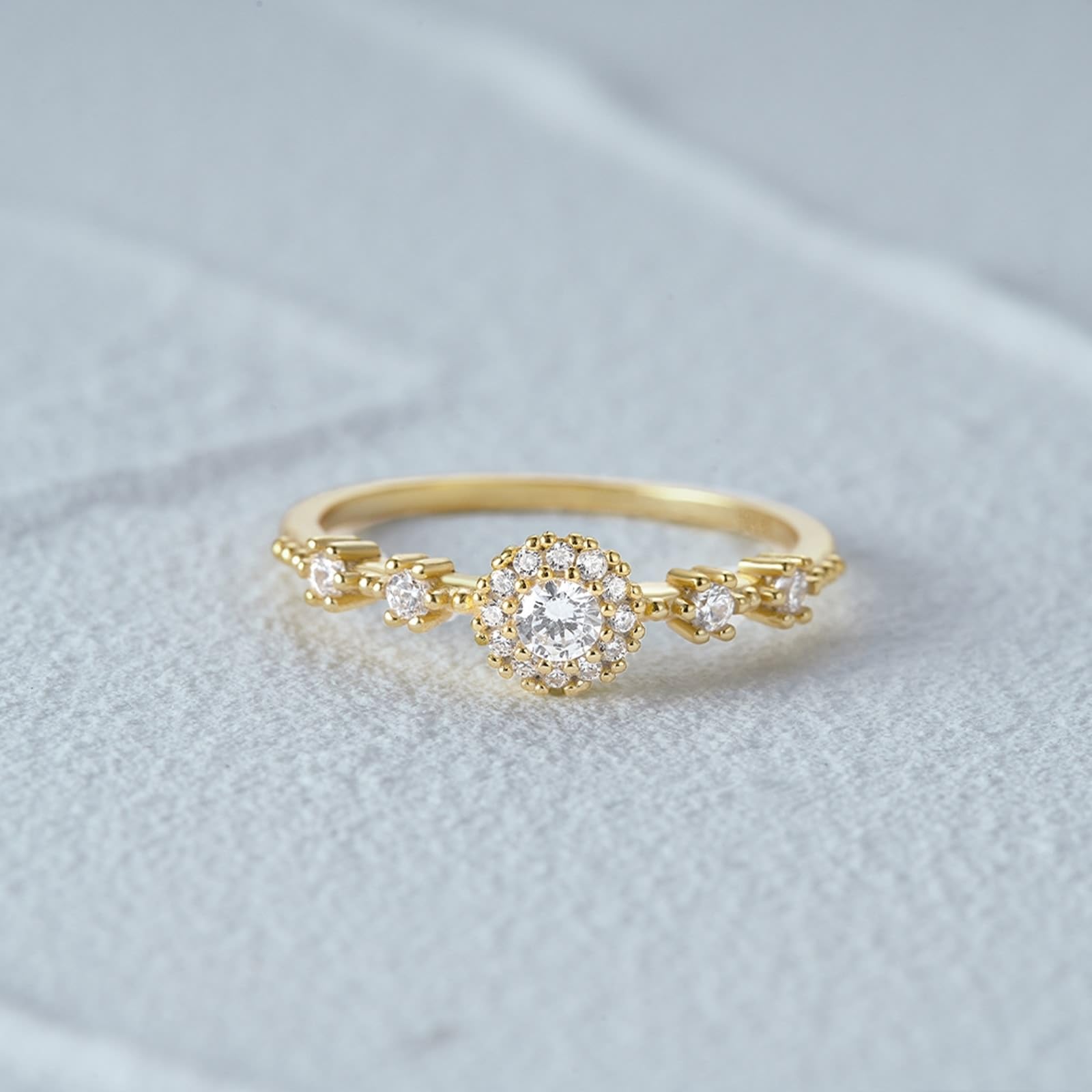 KnSam Anillo de compromiso de oro amarillo de 9 K/14 K, Moissanit Au375/585, oro amarillo, anillos clásicos de boda delicados, oro real, tallas 47-62