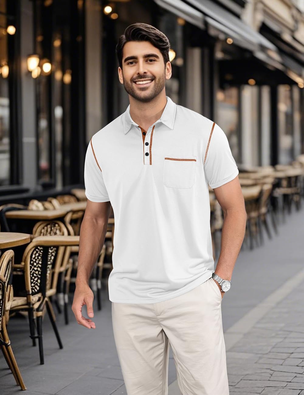 Men's Polo Shirts Short Sleeve Golf Polo T Shirt Lightweight Casual Button Down Shirts Summer Collared with Pocket - Image 2
