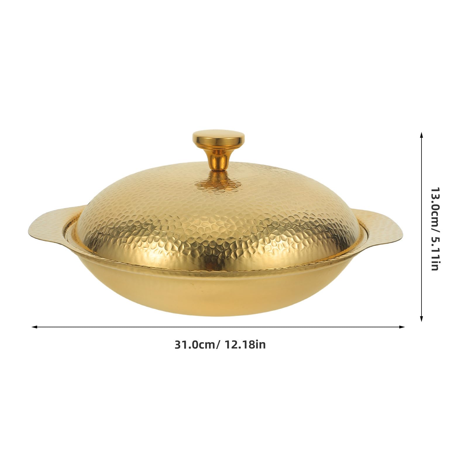 MAGICLULU Padella per Paella Fondo Piatto e Coperchio Doppia Maniglia in Acciaio Inossidabile con Design Martellato Distribuzione Calore Uniforme per Cene a Casa