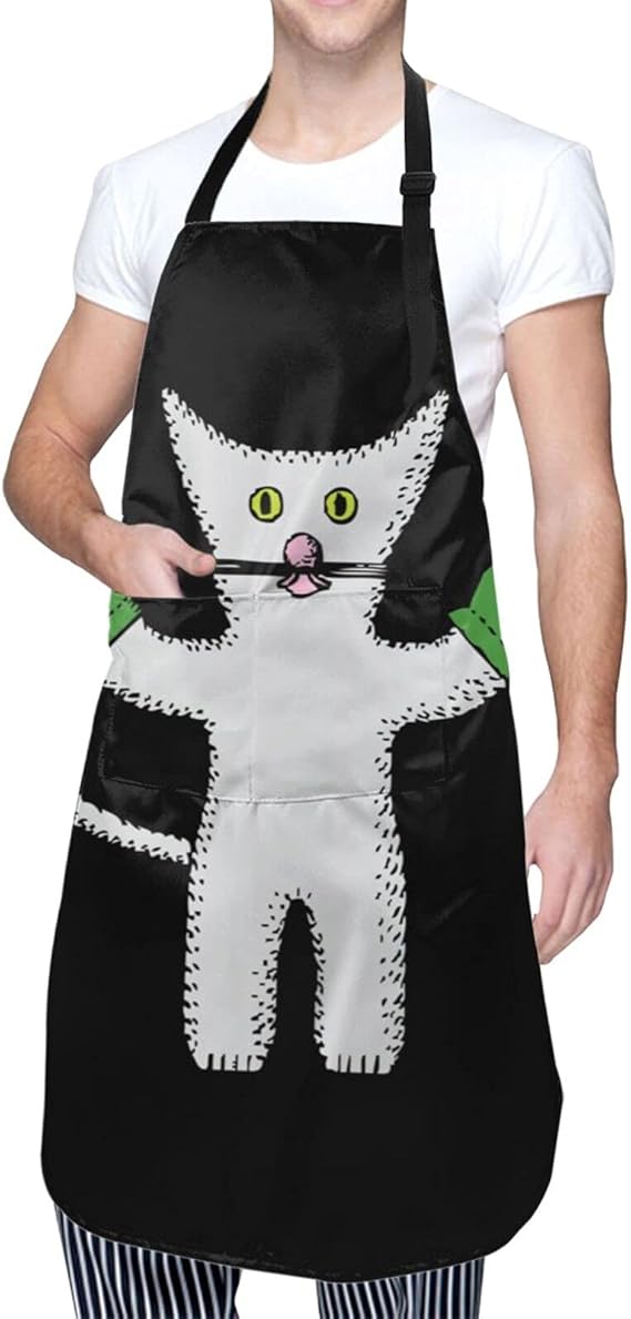 Amazon Co Jp 変な猫 エプロン カフェエプロン ワークエプロン 首掛け おしゃれ 防水 軽量 透けない ポケット付け 多機能 家庭用 飲食店用 メンズ レディース ファッション