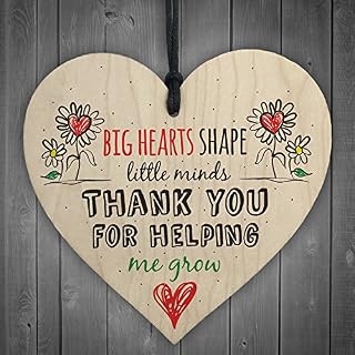RED OCEAN Teacher Leaving Gift Nursery Wooden Hanging Heart Plaque Childminder Preschool Thank You Present