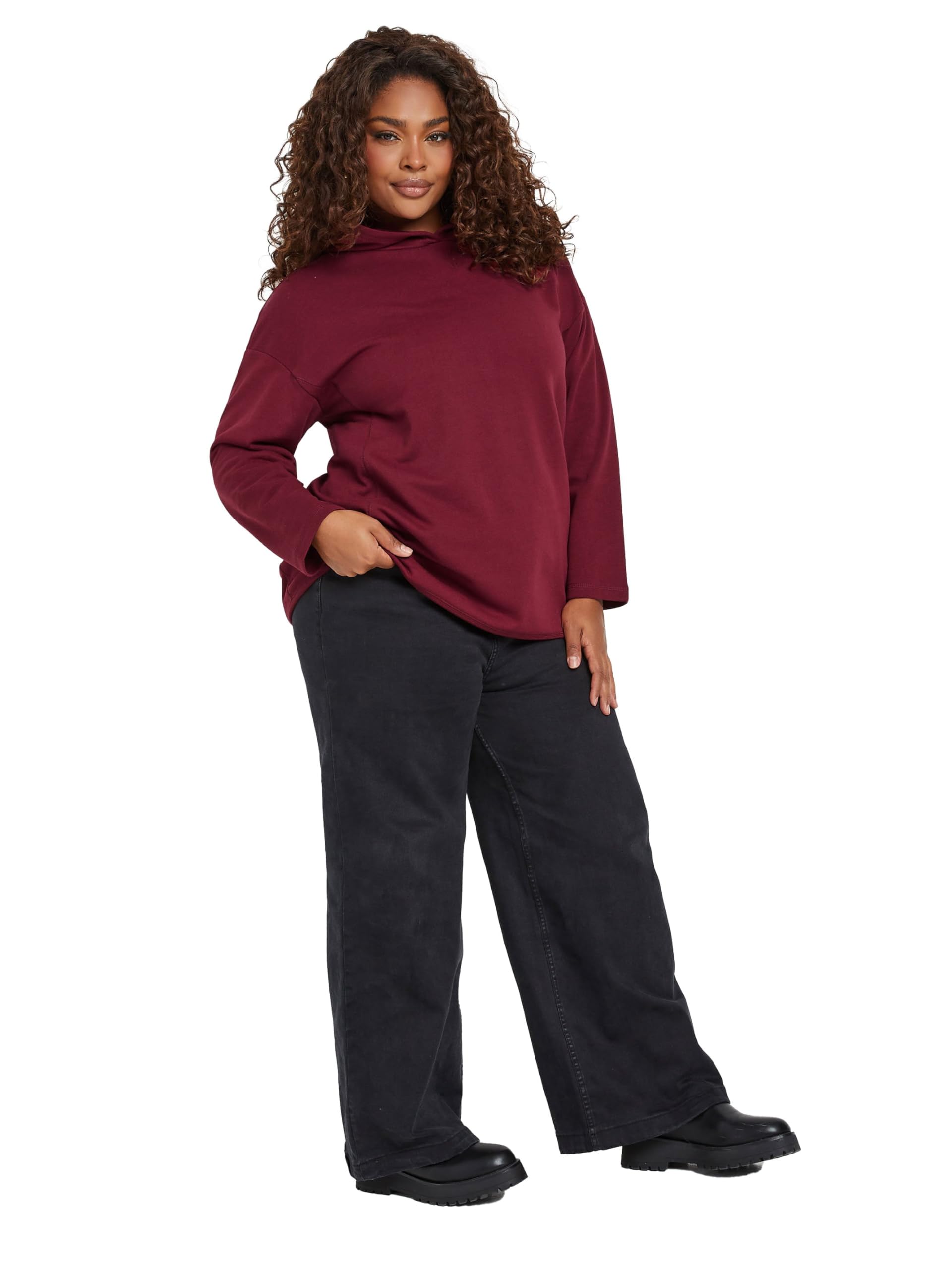Yours Women's Dark Red Curve Burgundy Red Oversized Long Sleeve Hoodie - Plus Curve 22-24 Plus