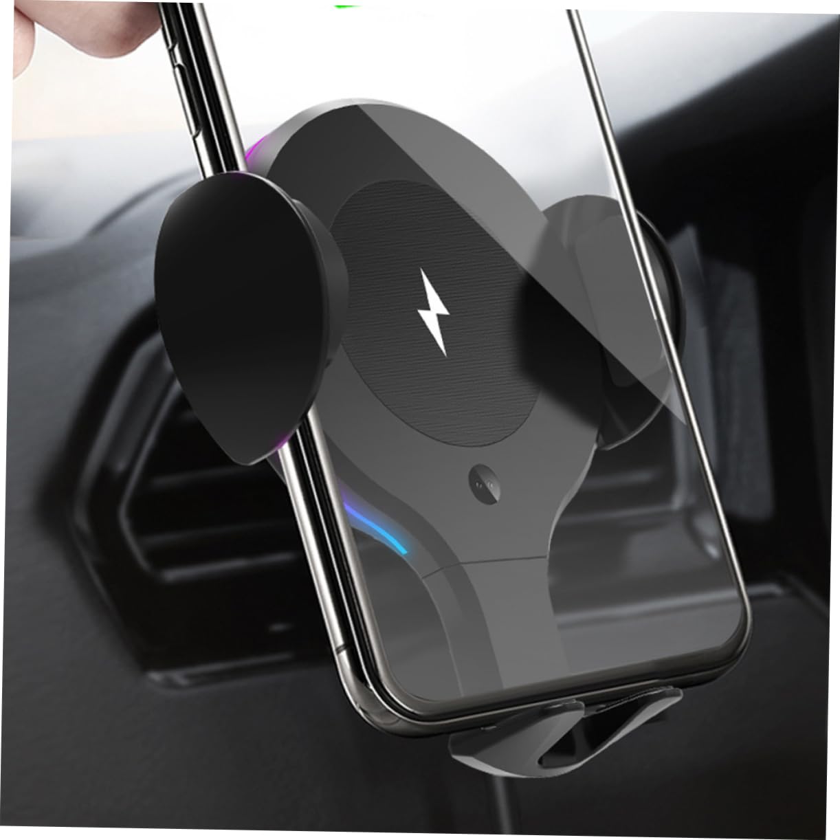 Operitacx 10w Caricabatterie Wireless Auto Supporto Telefono Cruscotto Porta Bocchetta Aria Illuminazione Rgb Ricarica Automatica Rotazione Gradi Compatibile Telefoni