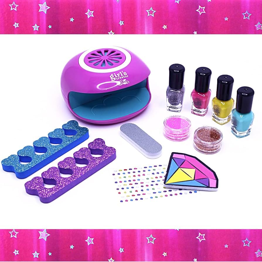 Girls Nail Art Studio Set | DIY Manicure Kit with Nail Dryer & Nail Art Accessories | Creative Beauty Activity Toy for Girls (5+ Years)-image-35