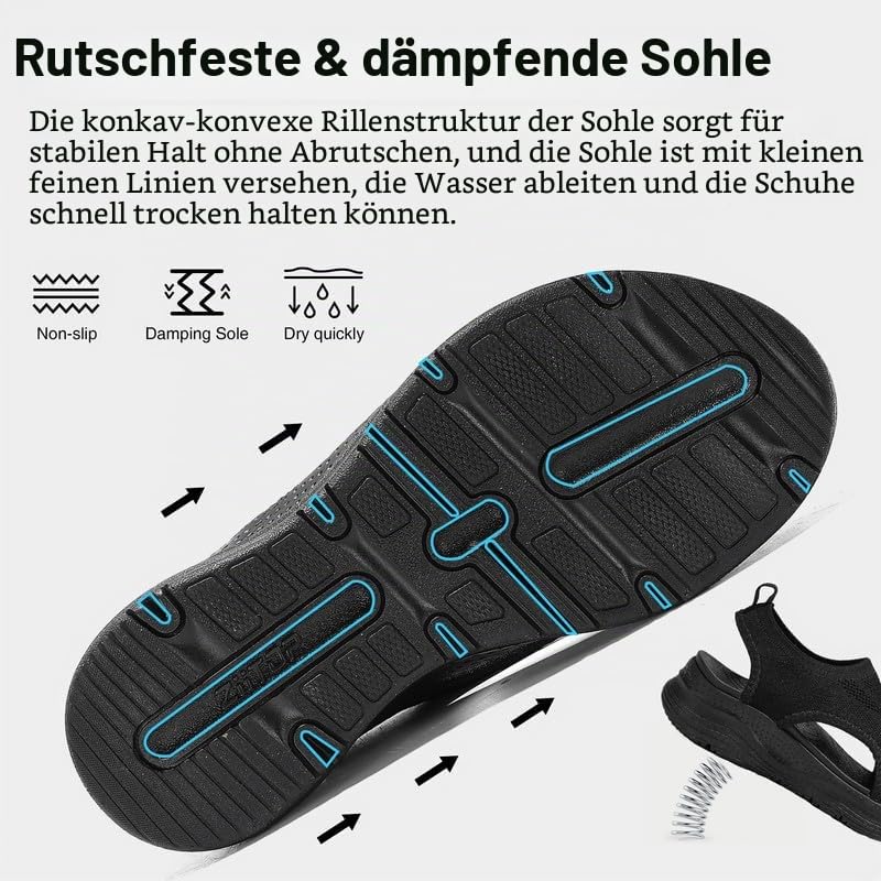 Ziitop Damen Sommer Sandalen - Bequeme Orthopädische Slingback Slides Mit Weichem Fußbett - Waschbare Outdoor Wassersandalen - Casual Strick Plateau Sandalen