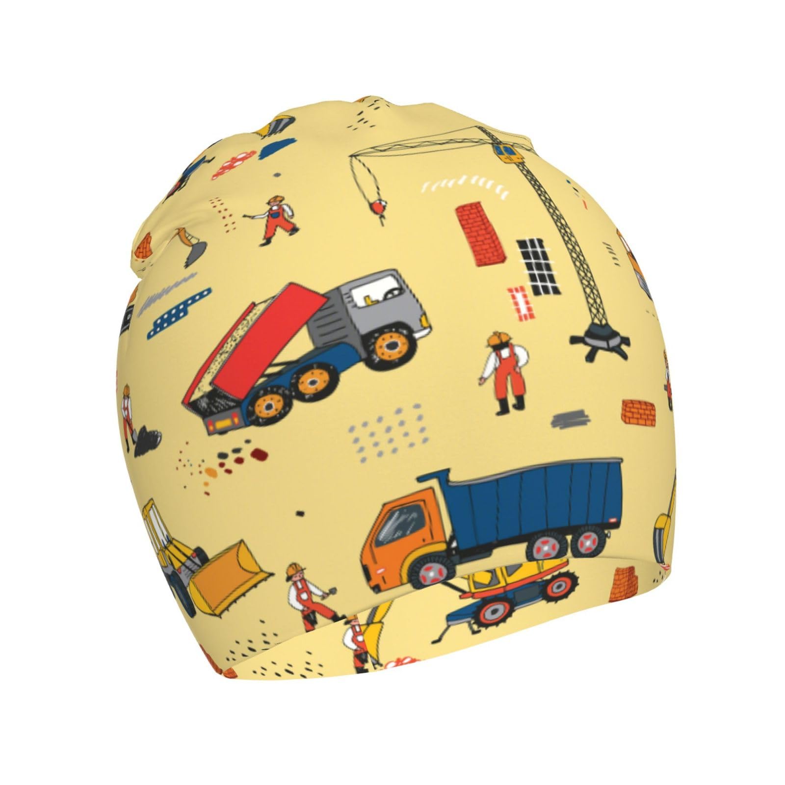Rqzwdq Construction Trucks Pattern Kids Beanie Hats Warm Knit Beanie Cap Skull Caps Gifts Decor for Boys Girls White