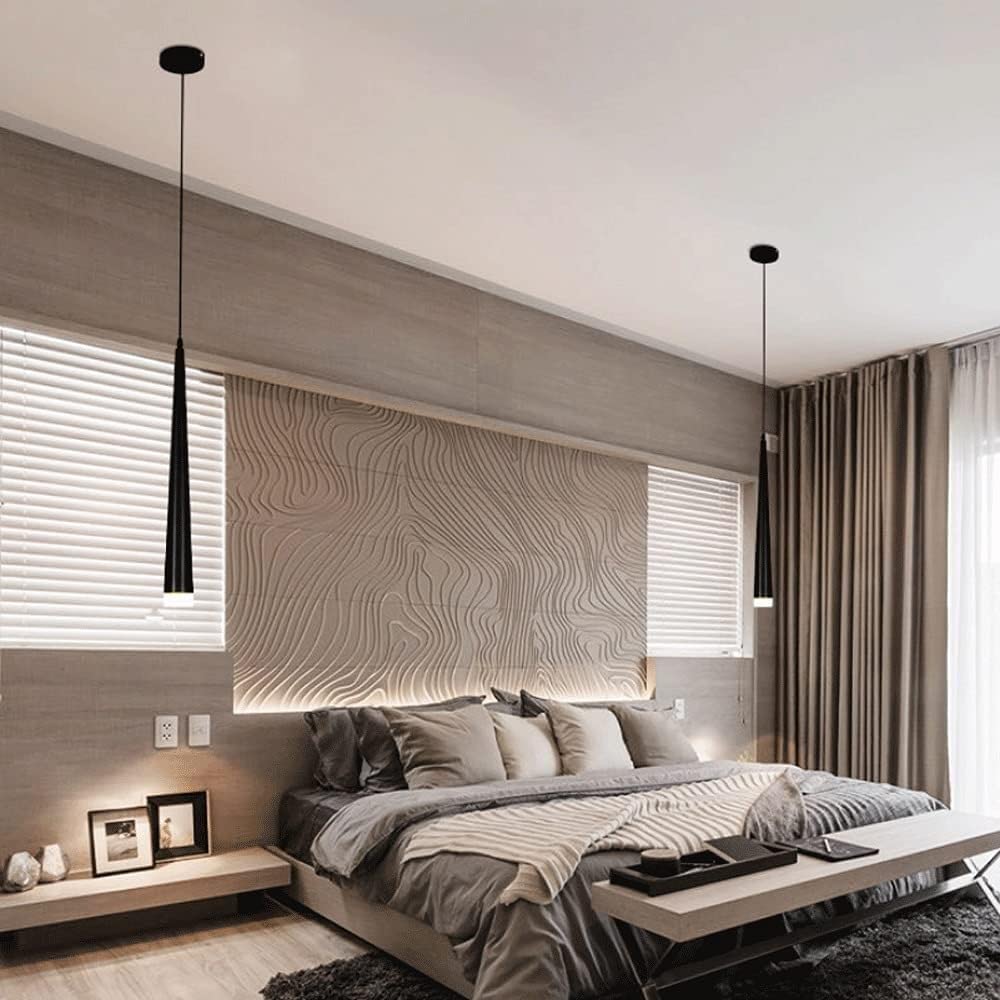 Lámpara colgante de tubo largo, luces colgantes cónicas de metal con pantalla de lente, lámparas colgantes modernas de 5 W con iluminación de isla LED,iluminación de techo