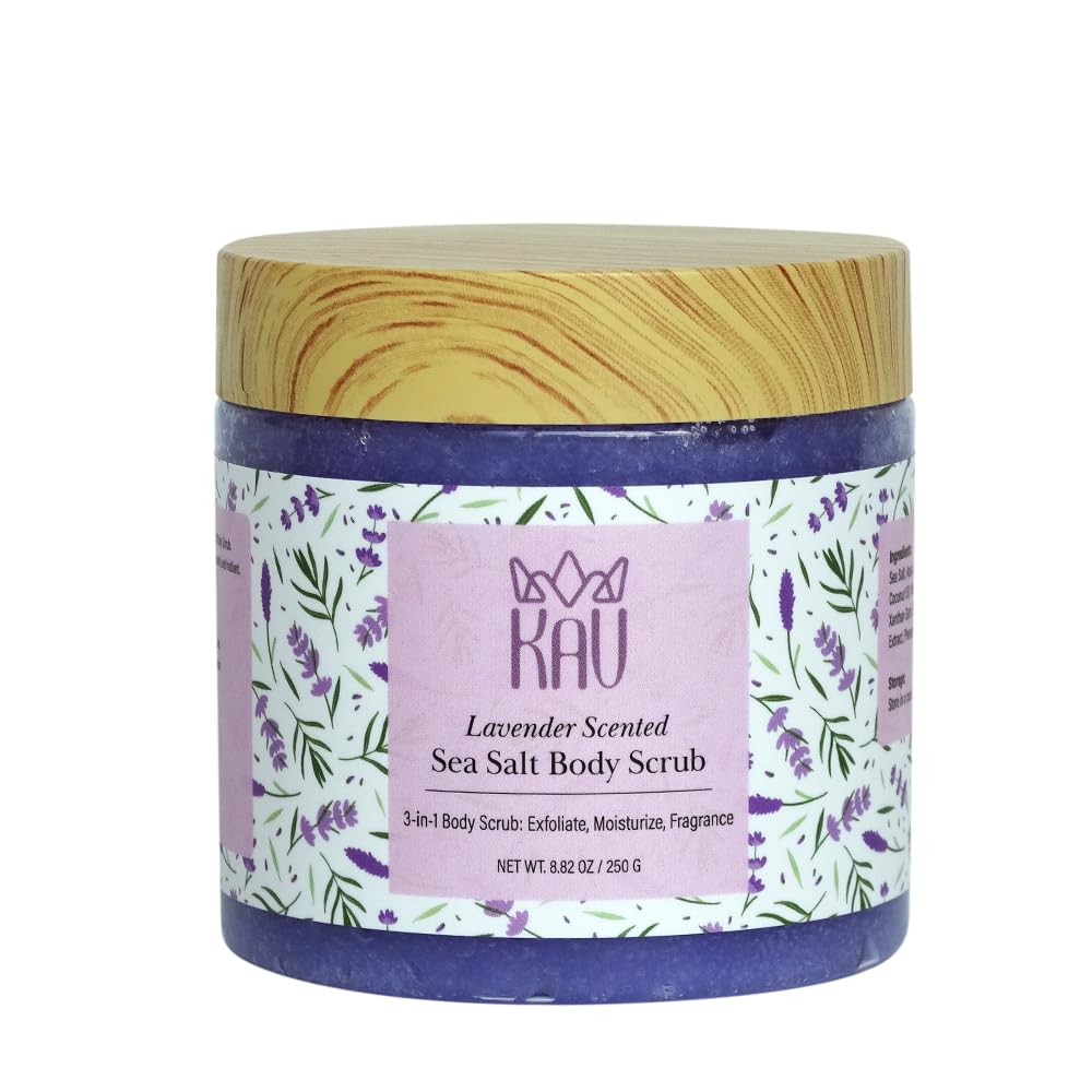 KAV Lavendar Salt Body Scrub – All Natural Exfoliating Salt Scrub for Body and Face, Helps with Moisturizing Skin, Dead Cell Removal, Rejuvenation and Relaxation…
