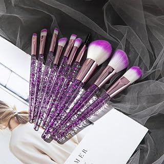 Juego de 10 brochas de maquillaje con purpuri...