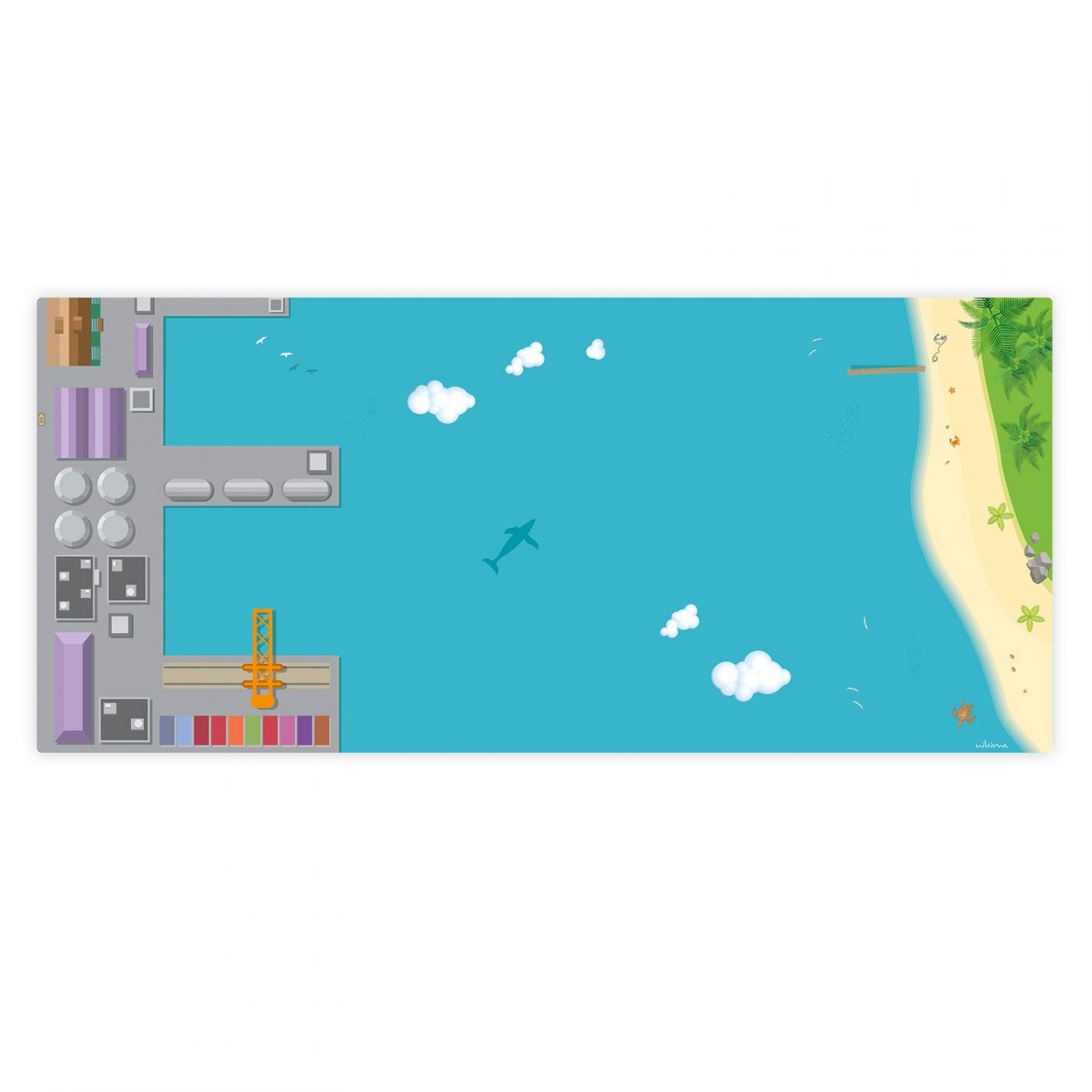 Spielfolie/Möbelfolie für IKEA TROFAST Hafen Wasserwelt Aufkleber Kinderzimmer Spieltisch (Möbel Nicht inklusive)