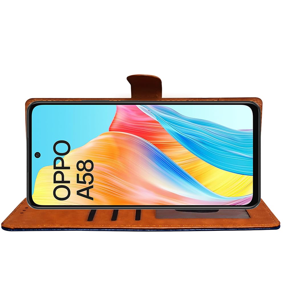 Oppo A58 Flip Cover - Leather Wallet with Stand -5