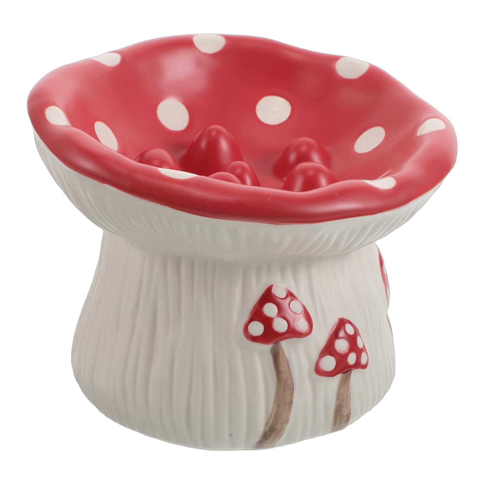 Hemobllo Ciotola Rialzata per Cibo per Gatti e Cani Piccoli in Ceramica Forma di Fungo Base Allargata Antiscivolo per Alimentazione Lenta e Decorazione Domestica